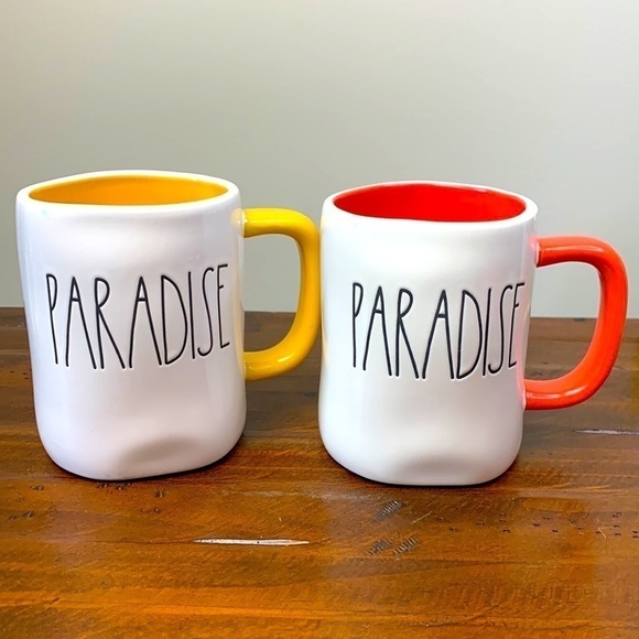 Rae Dunn “Paradise” Mug Coral Handle & Inside - Picture 7 of 8
